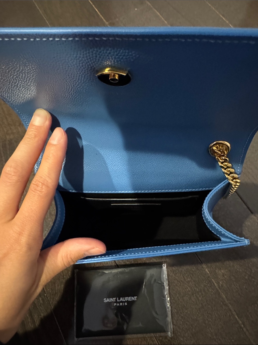 Saint Laurent Blue Leather Monogram Chain Crossbody - Picture 2 of 7